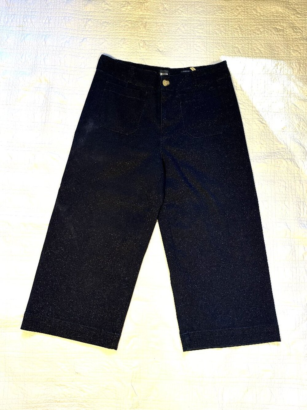 Maeve The Collette Sparkle Deep Blue Rinse Cropped Wide Leg Denim
